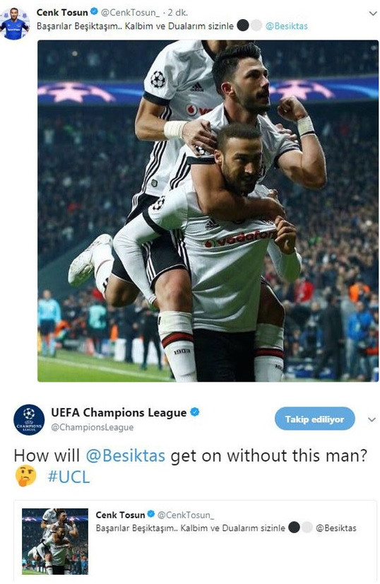 Cenk Tosun'un Beşiktaş paylaşımı olay oldu - Resim : 1