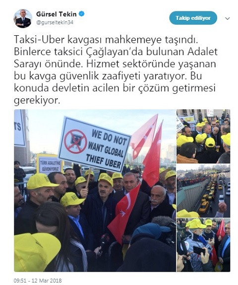 Taksicilerin Uber eylemine CHP'den destek - Resim : 1