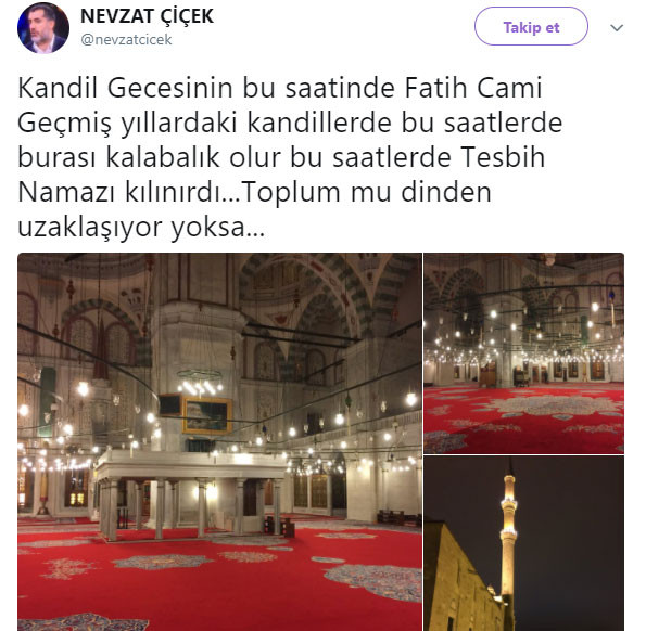 Kandil gecesi Fatih Camii'nden ilgi çeken görüntü - Resim : 1