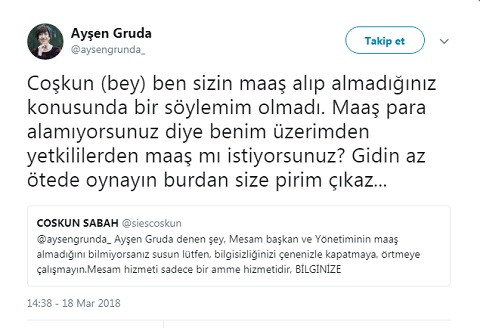 Ayşen Gruda'dan Coşkun Sabah'a: Gidin az ötede oynayın - Resim : 1