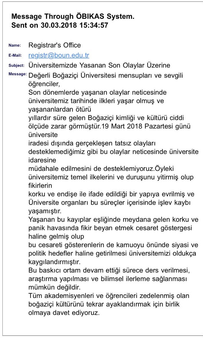 Boğaziçi Üniversitesi'ni karıştıran mail - Resim : 2