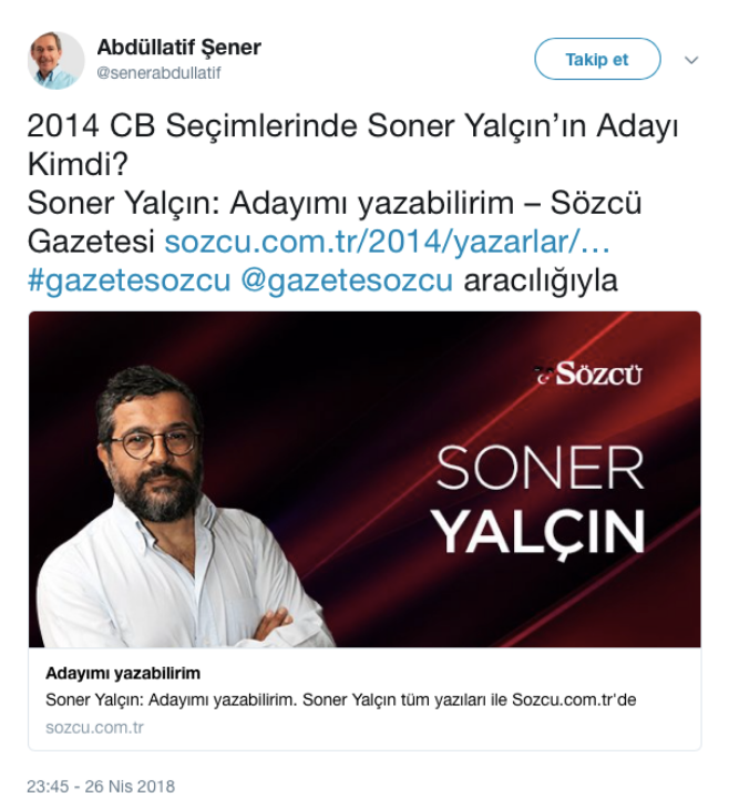 Abdüllatif Şener'den 'adaylık' sinyali - Resim : 1