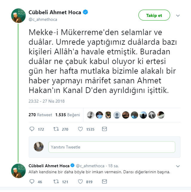 Ahmet Hakan'dan 'Cübbeli'ye yanıt - Resim : 1