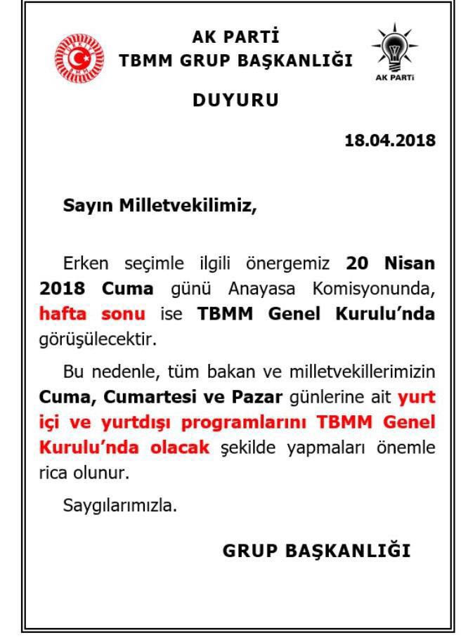 AKP Grubu'ndan vekillere duyuru - Resim : 1