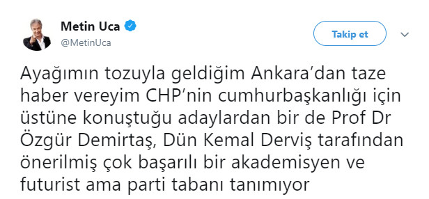 Metin Uca'dan CHP'nin adayı için bomba iddia - Resim : 1