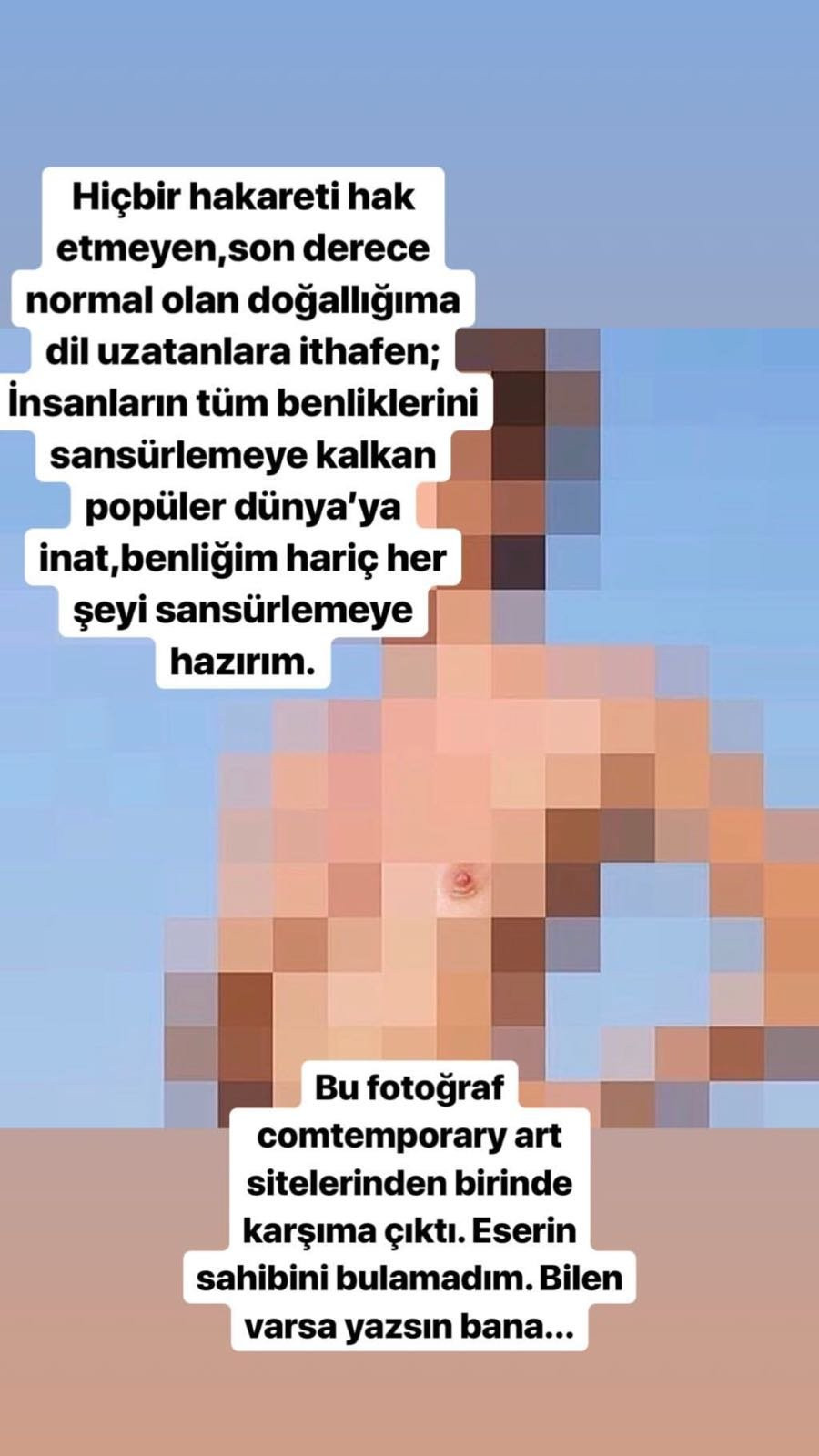 Göğüs ucu görünen fotoğraf paylaştı, sansüre isyan etti - Resim : 1