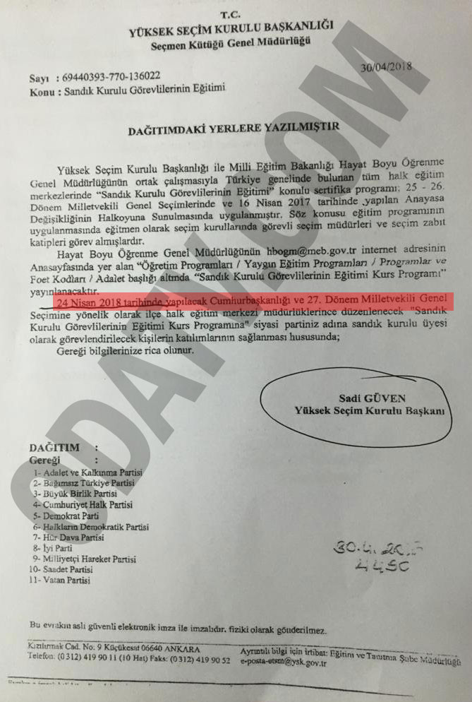 YSK daha şimdiden seçim tarihini yanlış yazdı - Resim : 1