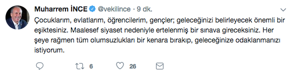 Muharrem İnce sınava girecek öğrencilere seslendi - Resim : 1