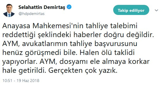 Demirtaş'tan AYM tepkisi: Gerçekten çok yazık - Resim : 1