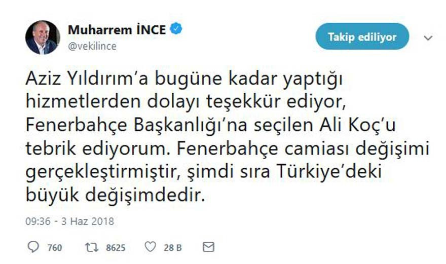 İnce'den bir teşekkür, bir tebrik - Resim : 1