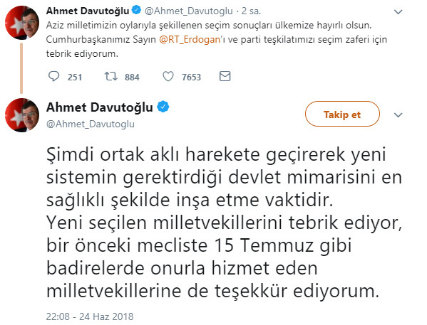 Davutoğlu'dan Erdoğan tweeti - Resim : 1