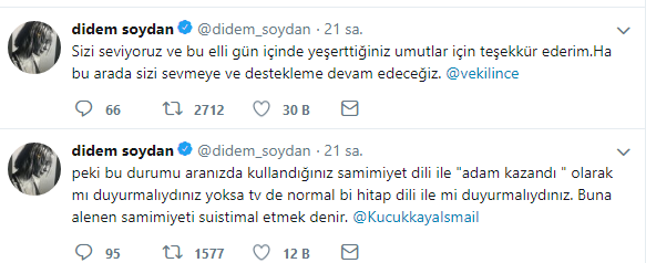 Didem Soydan'dan İsmail Küçükkaya'ya tepki - Resim : 1