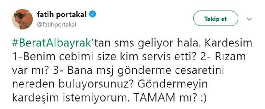 Fatih Portakal’dan Bakan Albayrak’a tepki: İstemiyorum, TAMAM mı? - Resim : 1