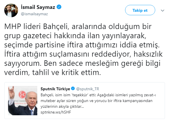 İsmail Saymaz'dan Bahçeli'nin ilanına yanıt - Resim : 1