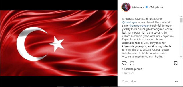 Işın Karaca, Erdoğan ve Eşine Instagram'dan mektup yazdı - Resim : 2