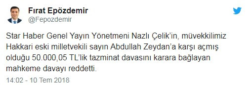 Nazlı Çelik'in HDP'li Zeydan'a açtığı davada yeni gelişme - Resim : 1