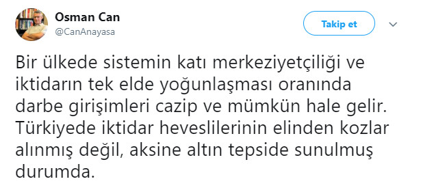 AYM raportörü Osman Can: İktidarın tek elde yoğunlaşması... - Resim : 1