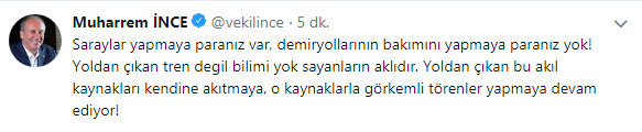 İnce'den çok sert tren kazası tepkisi! - Resim : 1