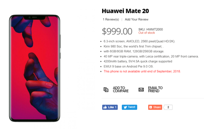Huawei Mate 20 fiyatı ve özellikleri belli oldu! - Resim : 1