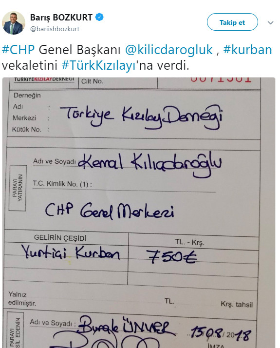 Kılıçdaroğlu kurban vekaletini o kuruma verdi - Resim : 1