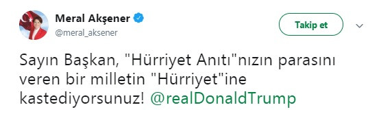 Akşener'den Trump'a Hürriyet Anıtı hatırlatması - Resim : 1