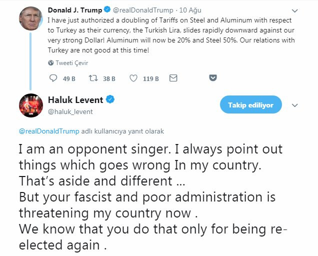 Haluk Levent’ten Trump’a cevap: Faşist ve zayıf... - Resim : 1