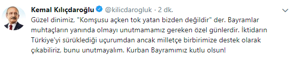 Kılıçdaroğlu'nun Kurban Bayramı mesajında birlik vurgusu - Resim : 1