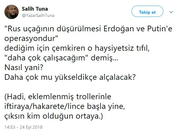 Salih Tuna'dan Erdoğan'ın danışmanına: Haysiyetsiz tıfıl - Resim : 1