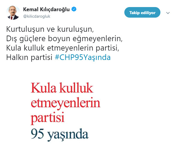 Kılıçdaroğlu'ndan 95. yıl mesajı - Resim : 1