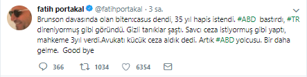 Fatih Portakal'dan Brunson'ın tahliyesi sonrası çarpıcı mesaj - Resim : 2