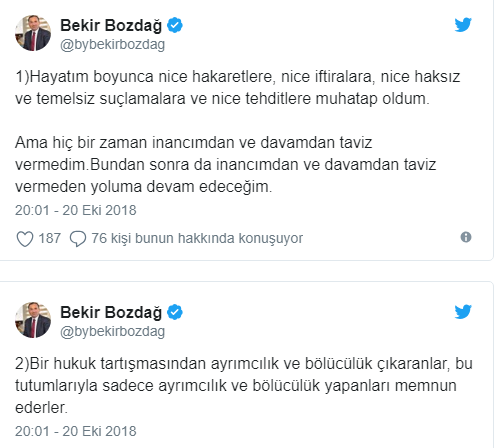 Bozdağ'dan Bahçeli'ye: Korkum yok - Resim : 1