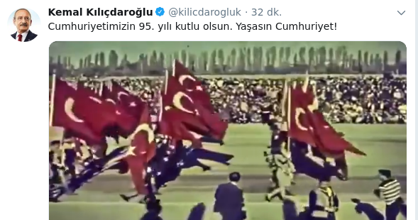 Kılıçdaroğlu: Cumhuriyetimizin 95. yılı kutlu olsun! - Resim : 1