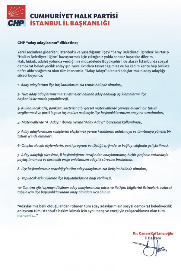 CHP İstanbul'dan aday adaylarına uyarı - Resim : 1