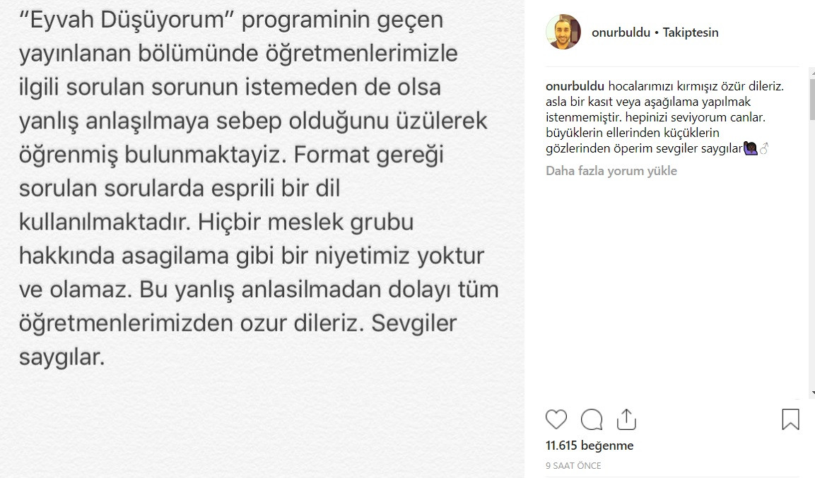 Sunucu Onur Buldu, özür diledi - Resim : 2