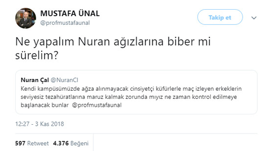 Rektörden 'küfür'den şikayet eden öğrenciye: Ne yapalım Nuran? - Resim : 1