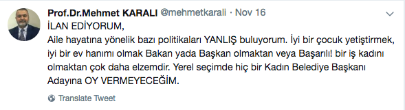 Akademisyenden skandal açıklama: Kadınlara oy vermeyeceğim - Resim : 1