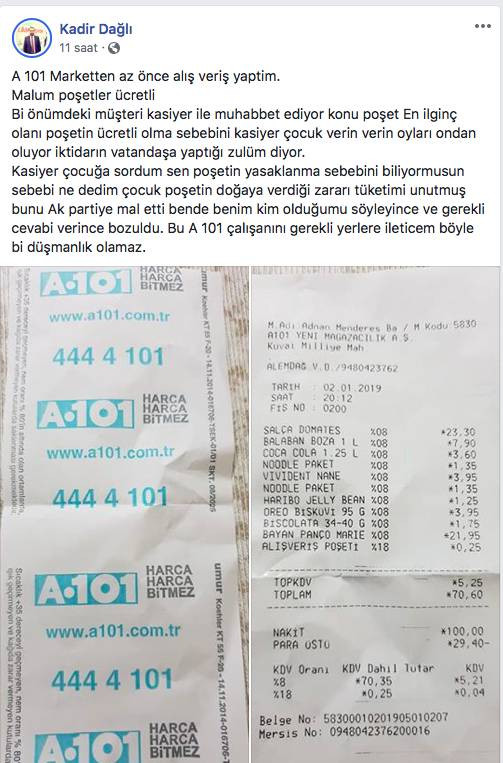 AKP’li yöneticiden market çalışanına ‘poşet’ tehdidi - Resim : 1
