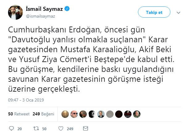 İsmail Saymaz'dan bomba iddia: Hangi yazarlar Erdoğan'la görüştü? - Resim : 1