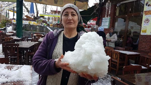 Altınoluk dolu yağışıyla beyaza büründü - Resim : 1