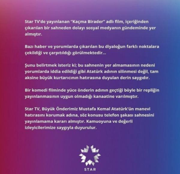 Star TV'den 'Atatürk'e sansür' açıklaması - Resim : 1