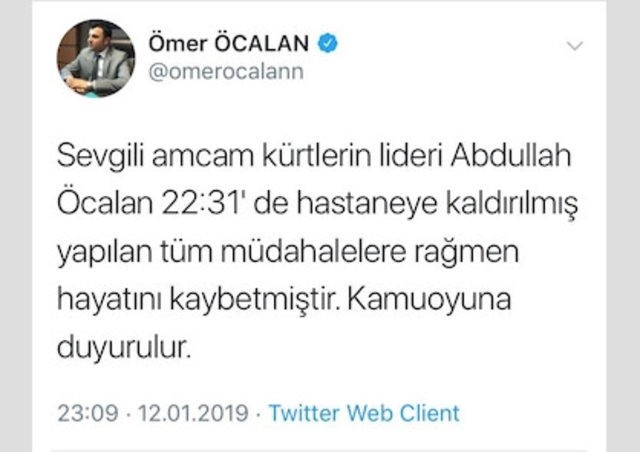 HDP'li vekilin hesabından 'Öcalan öldü' paylaşımı - Resim : 1