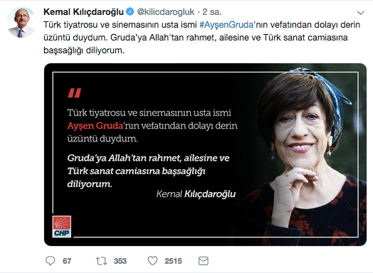Kemal Kılıçdaroğlu'ndan Ayşen Gruda mesajı - Resim : 1