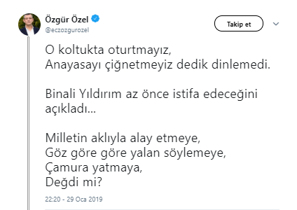 CHP'den Binali Yıldırım'ın istifa açıklamasına ilk tepki - Resim : 2