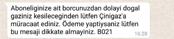 Doğalgaz abonelerine gelen mesaj kenti karıştırdı - Resim : 1