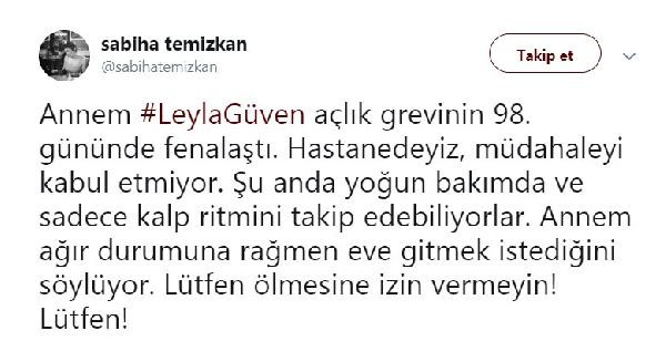 Hastaneye kaldırılan Leyla Güven'in kızından açıklama - Resim : 1