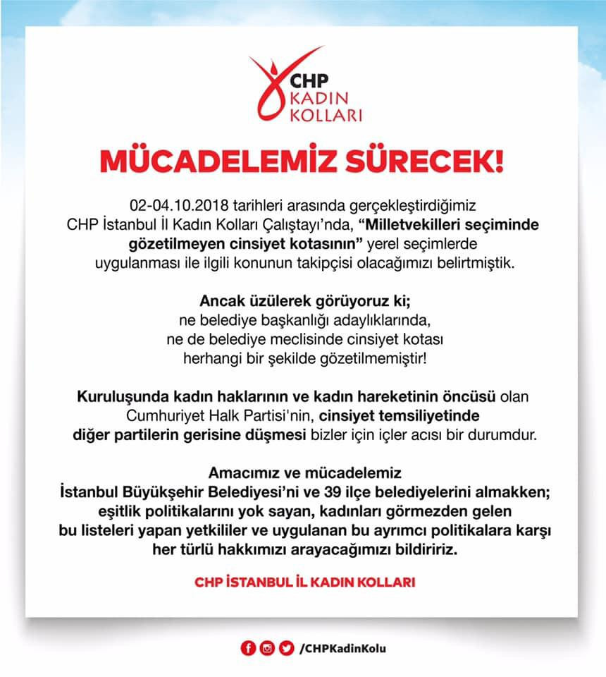 CHP İstanbul Kadın Kolları'ndan 'cinsiyet kotası' uyarısı - Resim : 1