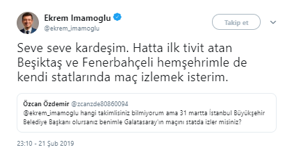 İmamoğlu'ndan taraftara 'maç' sözü - Resim : 1