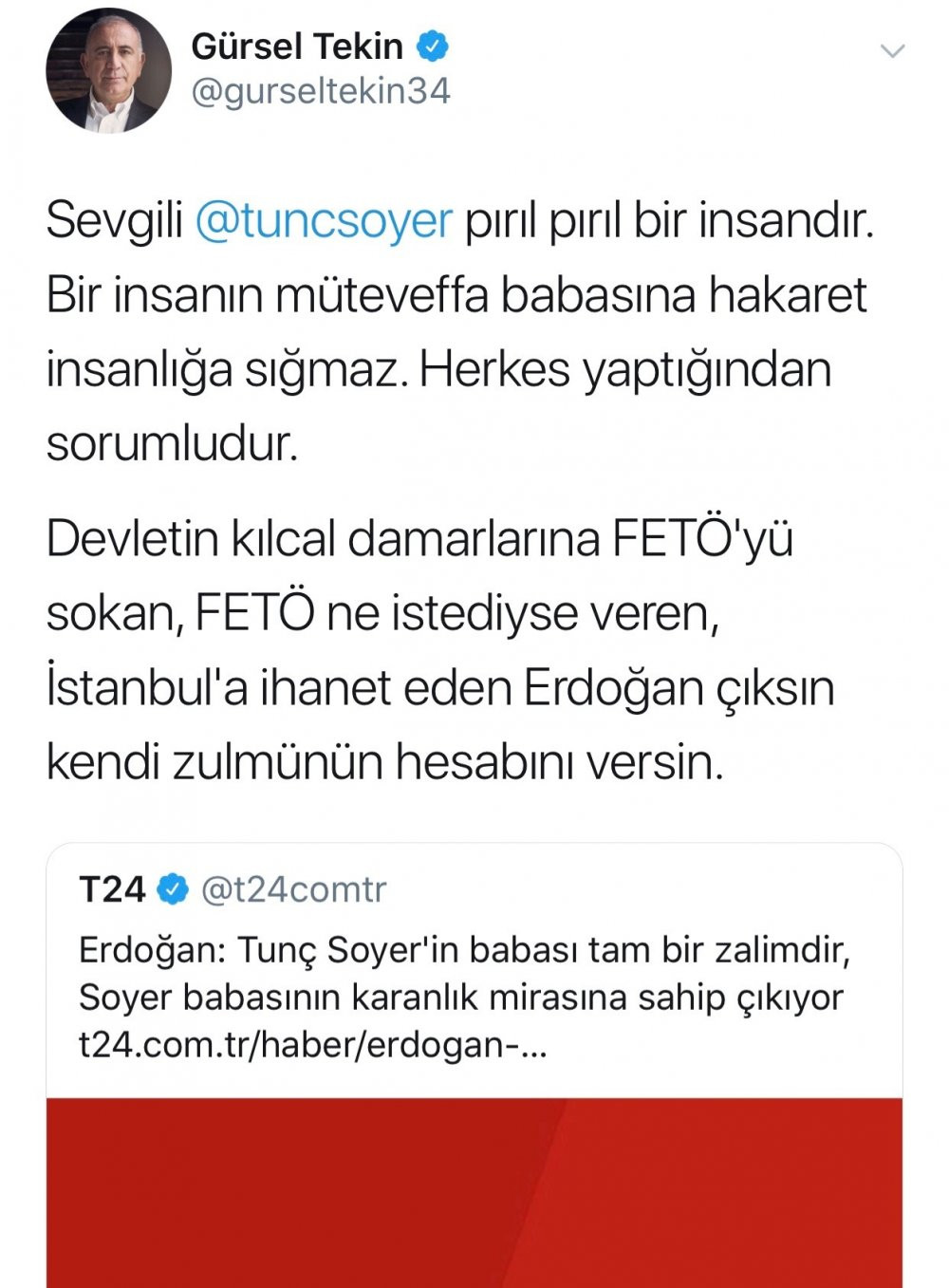 Gürsel Tekin: 'Erdoğan kendi zulmünün hesabını versin' - Resim : 1