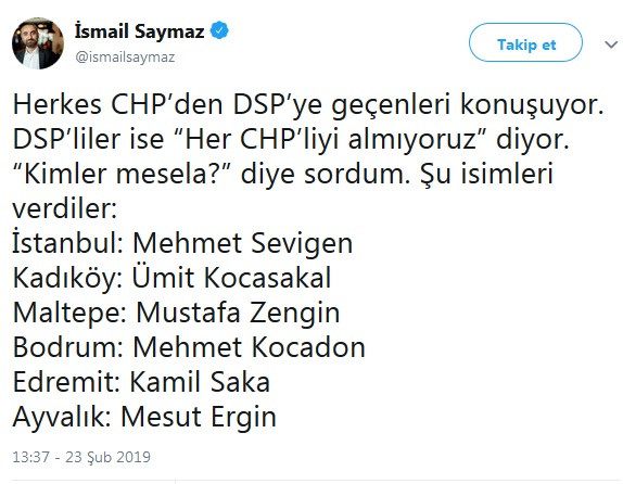 İşte DSP'nin kabul etmediği CHP'lilerin listesi - Resim : 1