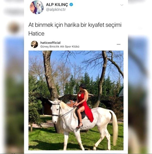 Alp Kılınç Hatice'nin atlı fotoğrafıyla dalga geçince... - Resim : 1